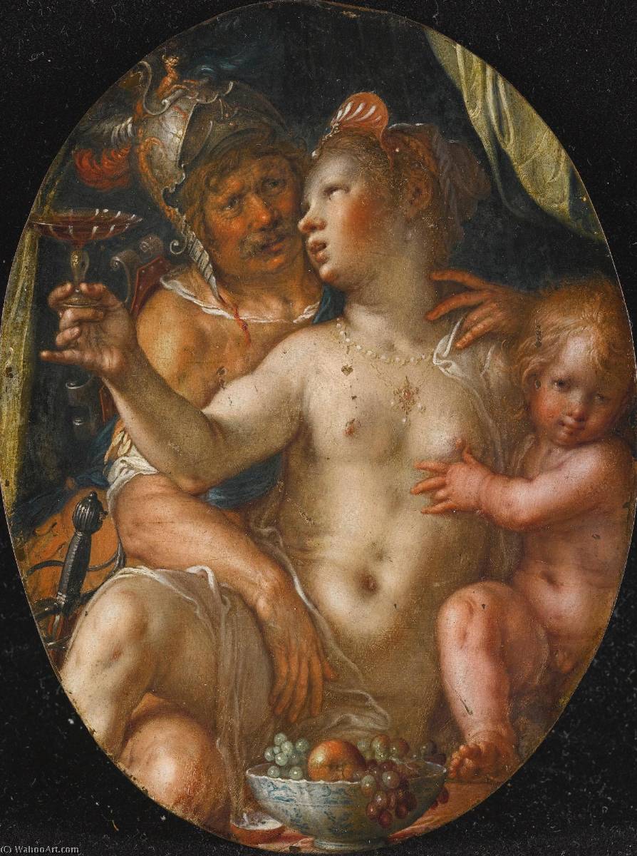 WikiOO.org - Encyclopedia of Fine Arts - Schilderen, Artwork Joachim Antonisz Wtewael - Mars, Venus and Cupid