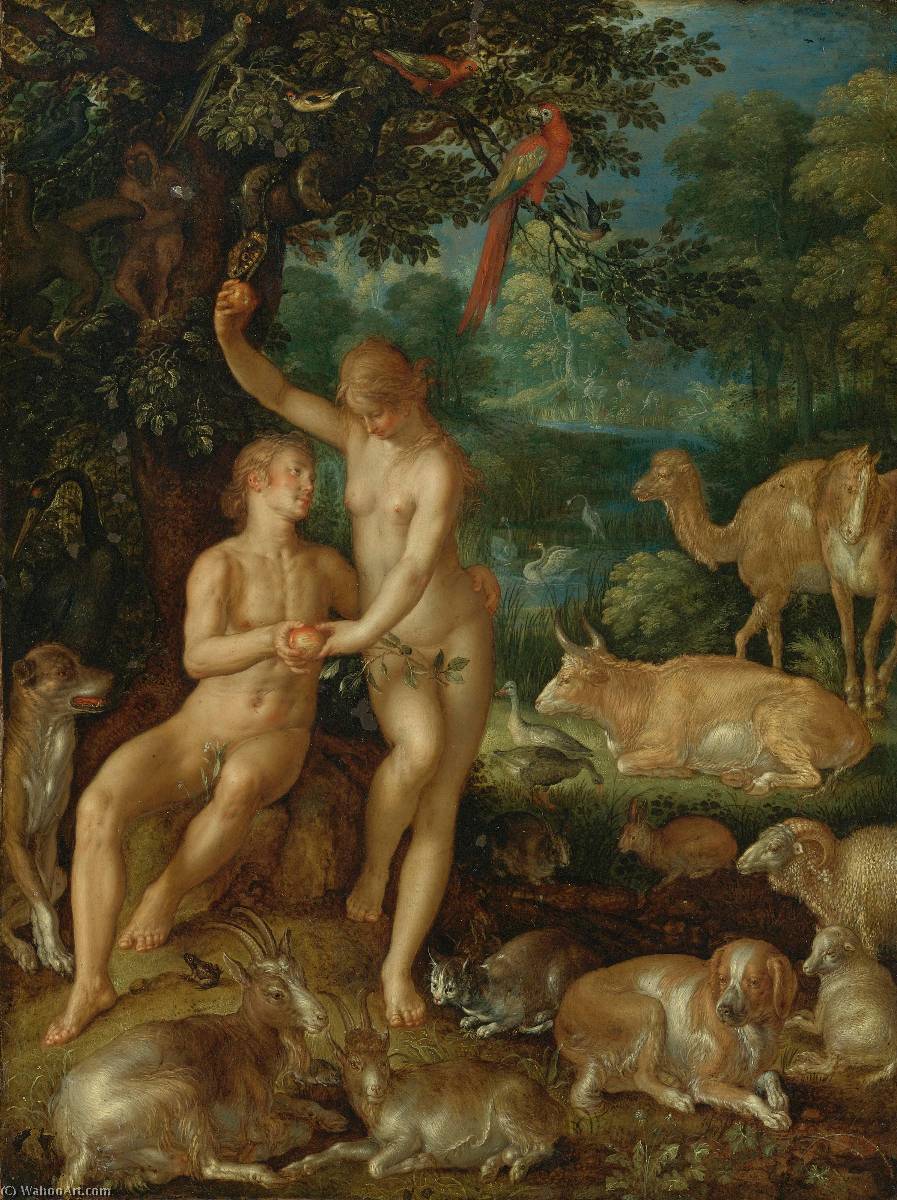 Wikioo.org - Encyklopedia Sztuk Pięknych - Malarstwo, Grafika Joachim Antonisz Wtewael - Adam and Eve