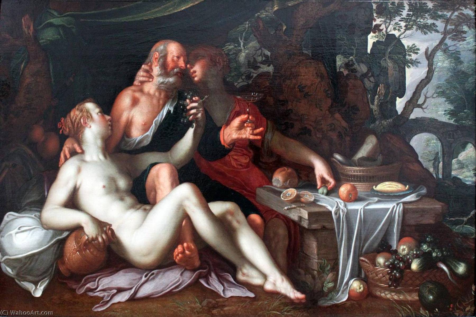 WikiOO.org - Encyclopedia of Fine Arts - Maľba, Artwork Joachim Antonisz Wtewael - Lot and his Daughters