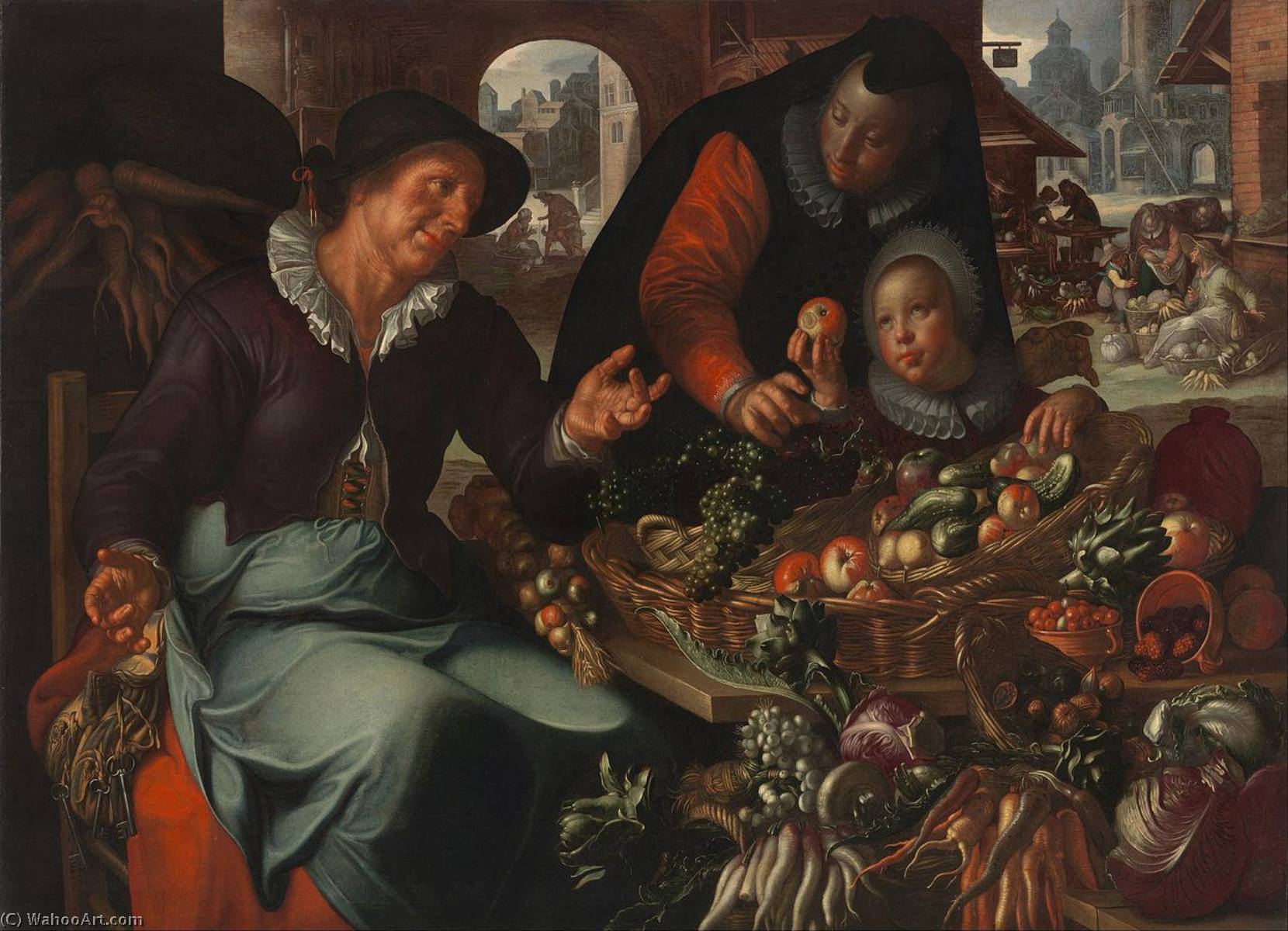Wikioo.org - The Encyclopedia of Fine Arts - Painting, Artwork by Joachim Antonisz Wtewael - The Fruit and Vegetable Seller