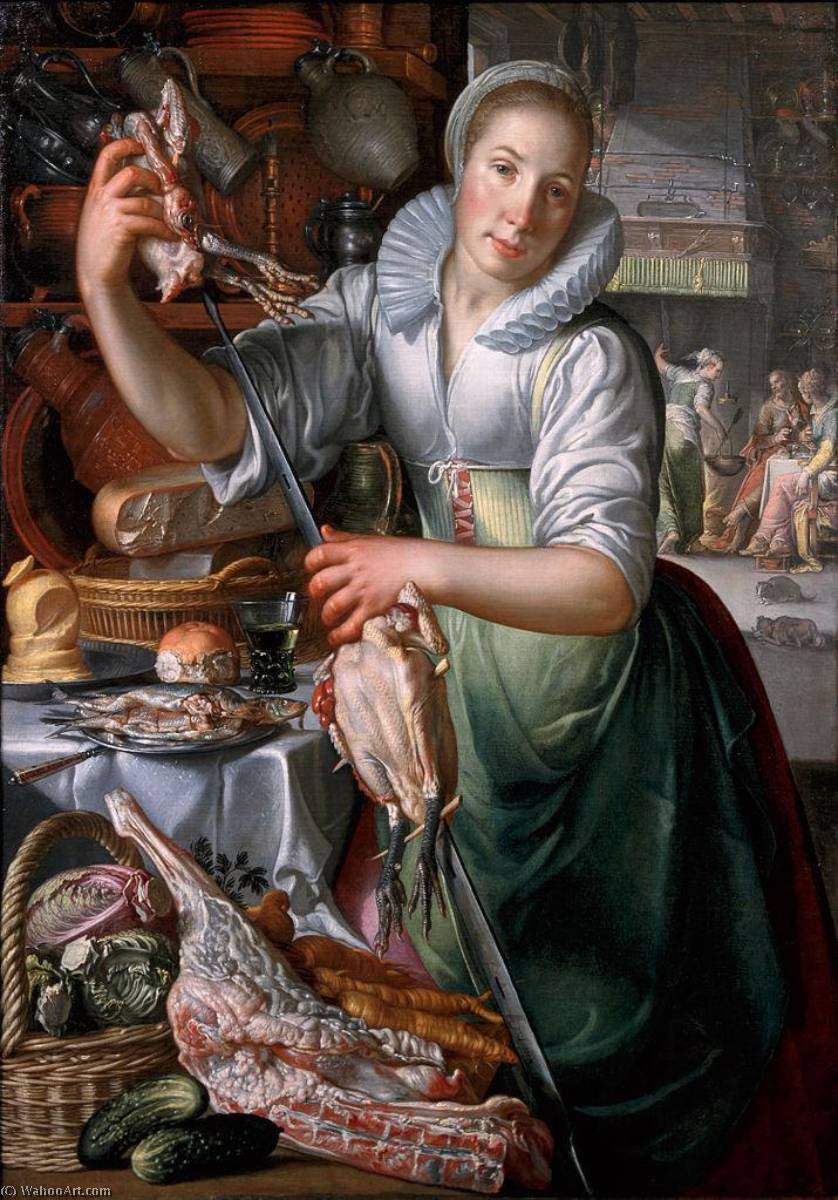 Wikioo.org - The Encyclopedia of Fine Arts - Painting, Artwork by Joachim Antonisz Wtewael - A Kitchenmaid
