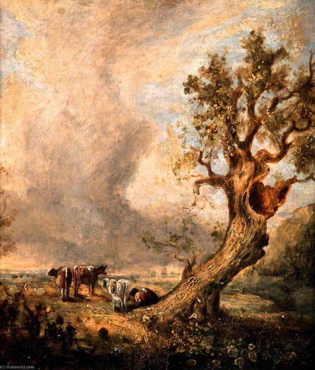 Wikioo.org - The Encyclopedia of Fine Arts - Painting, Artwork by John Crome - Landscape with Trees and Cattle