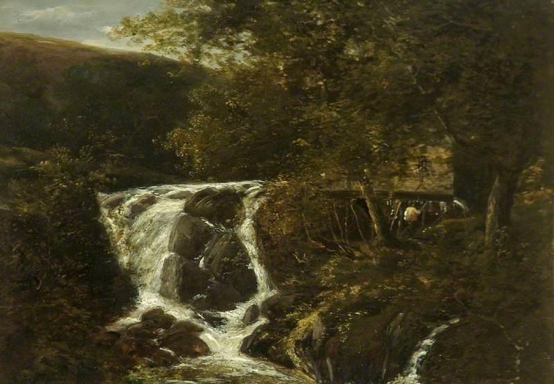 Wikioo.org - The Encyclopedia of Fine Arts - Painting, Artwork by John Crome - Landscape with a Waterfall near Norwich, Norfolk, 1819