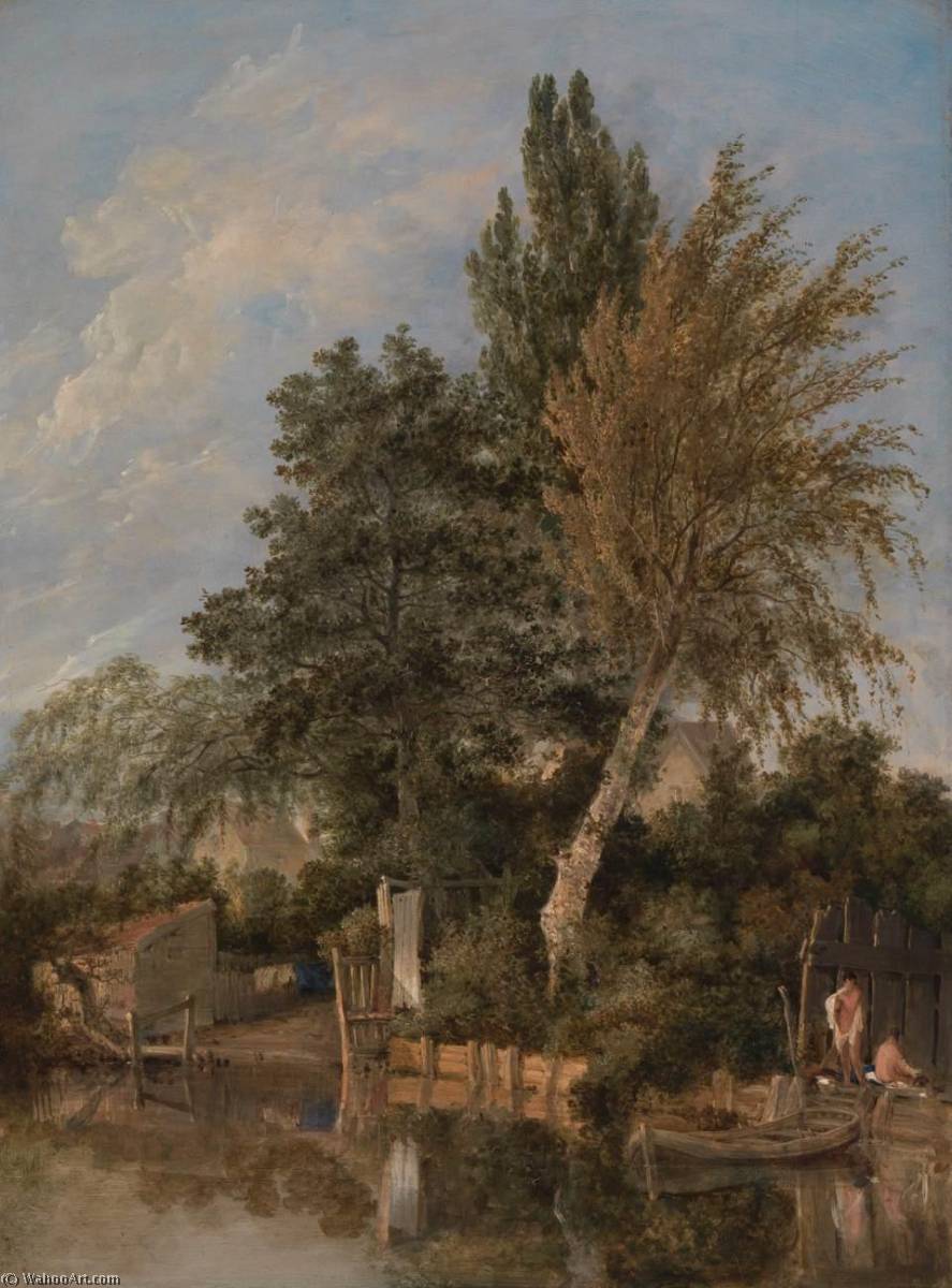 Wikioo.org – L'Enciclopedia delle Belle Arti - Pittura, Opere di John Crome - ragazzi fare il bagno sul fiume Wensum , Norwich