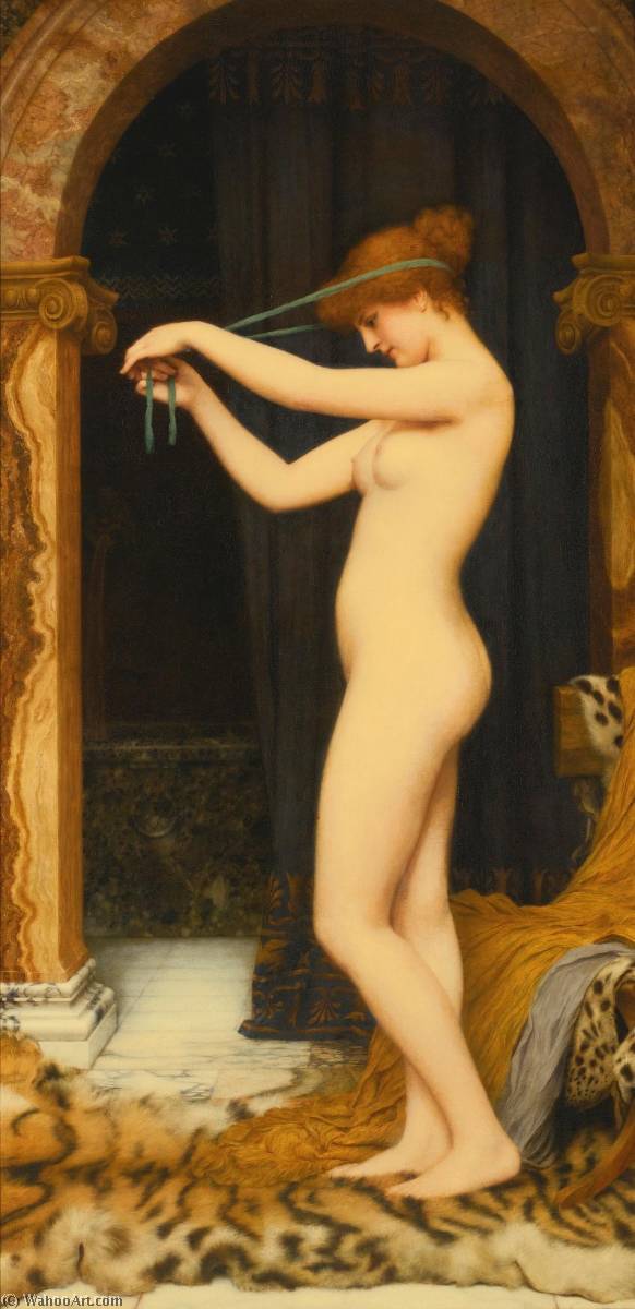 Wikioo.org – L'Enciclopedia delle Belle Arti - Pittura, Opere di John William Godward - Venere Legatura Her Hair