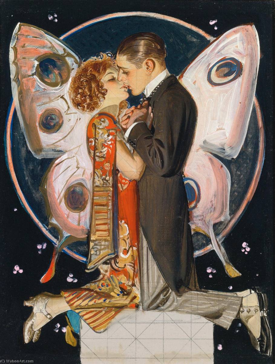 Wikioo.org - The Encyclopedia of Fine Arts - Painting, Artwork by Joseph Christian Leyendecker - Study for Butterfly Couple
