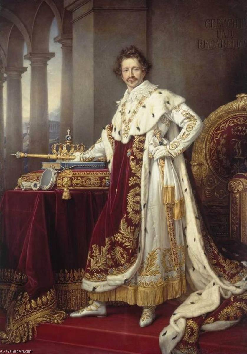 Wikioo.org - The Encyclopedia of Fine Arts - Painting, Artwork by Joseph Karl Stieler - King Ludwig I in his Coronation Robes