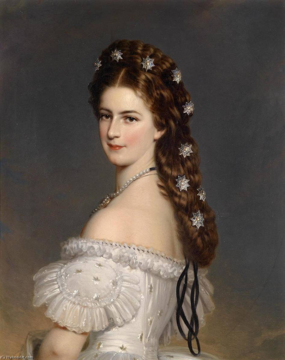 Wikioo.org - The Encyclopedia of Fine Arts - Painting, Artwork by Joseph Karl Stieler - Empress Elisabeth of Austria