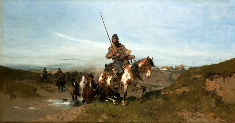 WikiOO.org - 백과 사전 - 회화, 삽화 Jozef Brandt - The steppe farm