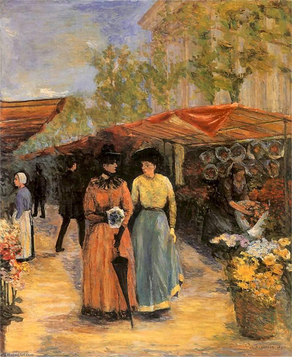 Wikioo.org - The Encyclopedia of Fine Arts - Painting, Artwork by Józef Pankiewicz - Flower Market at the Church of St. Madeleine in Paris