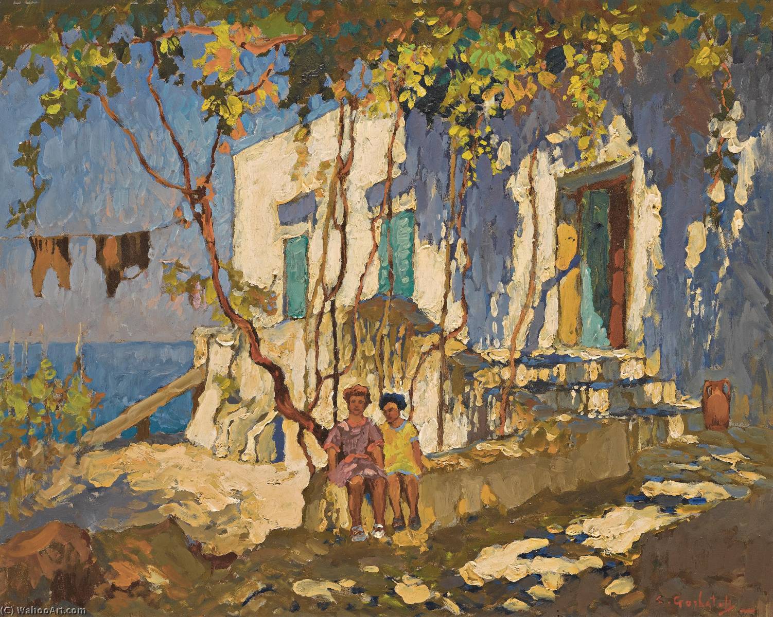 WikiOO.org - Encyclopedia of Fine Arts - Maleri, Artwork Konstantin Ivanovich Gorbatov - Resting in the Shade, Capri