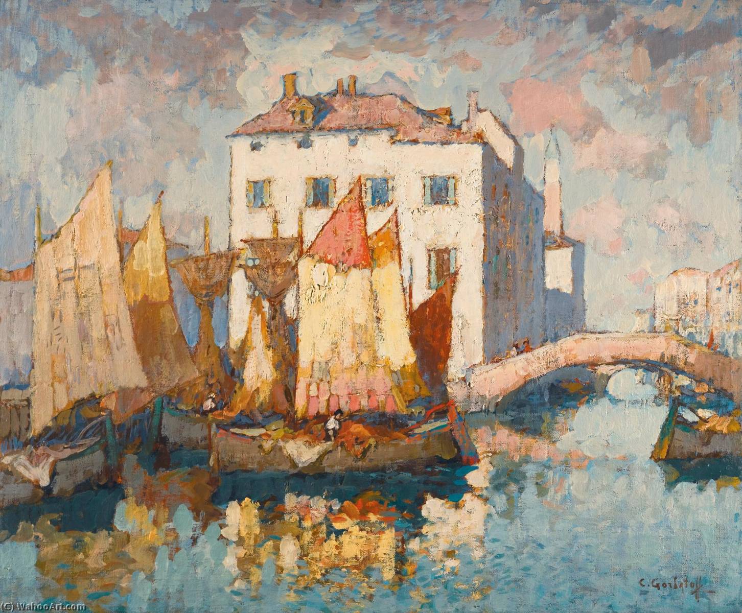 WikiOO.org - Encyclopedia of Fine Arts - Maľba, Artwork Konstantin Ivanovich Gorbatov - Fisherman in Chioggia