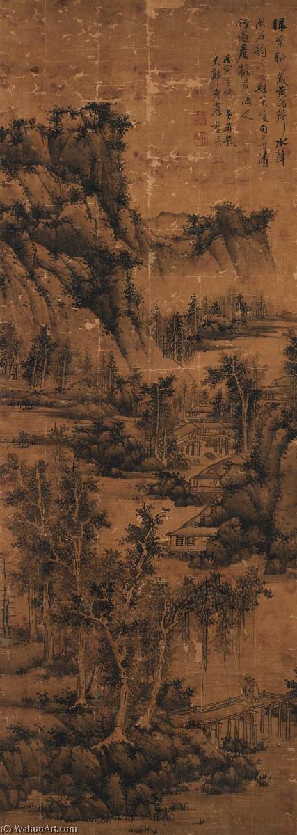Wikioo.org - Bách khoa toàn thư về mỹ thuật - Vẽ tranh, Tác phẩm nghệ thuật Lan Ying - RECLUSE CROSSING A BRIDGE