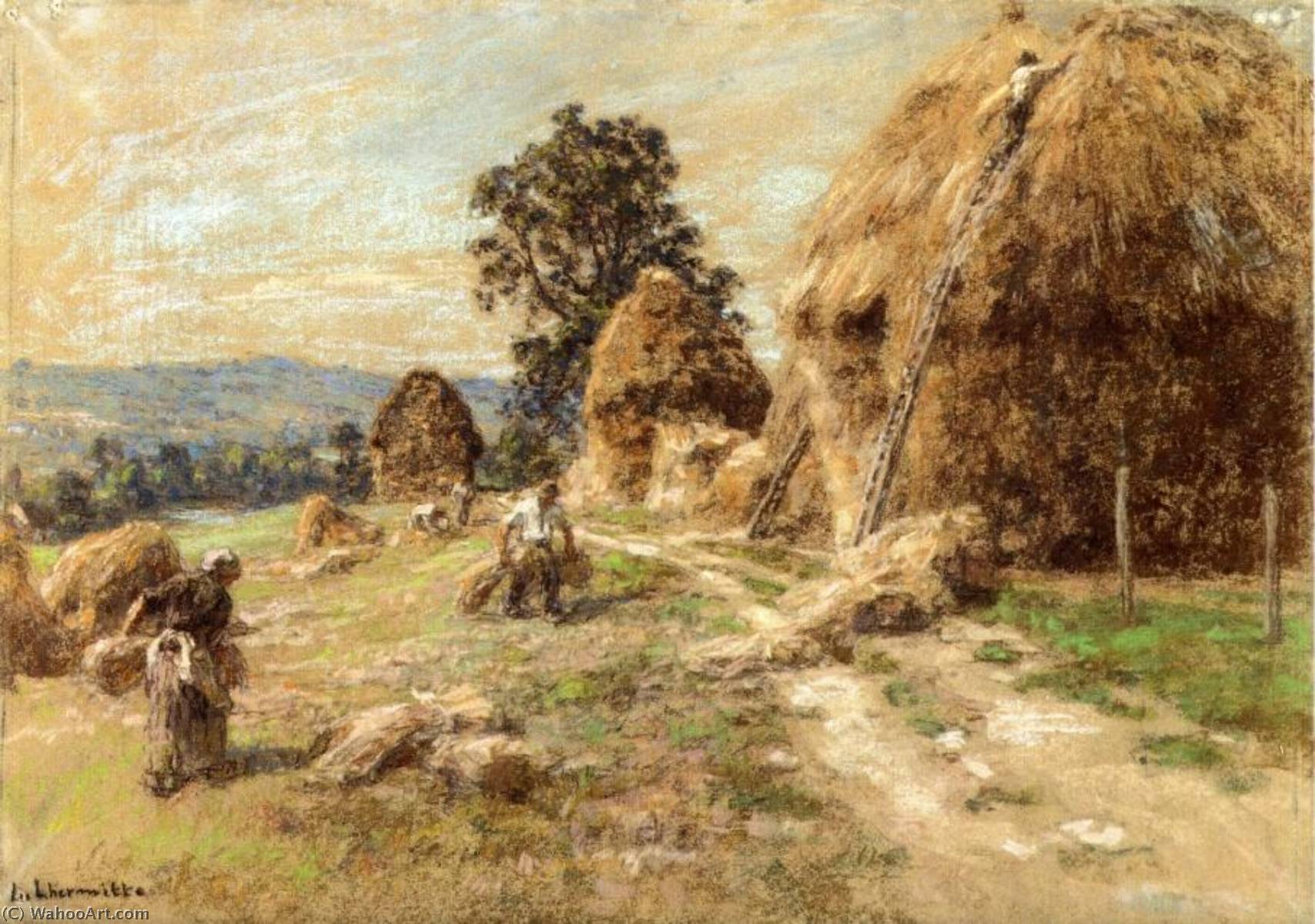Wikioo.org - The Encyclopedia of Fine Arts - Painting, Artwork by Léon Augustin L'hermitte - Haystacks