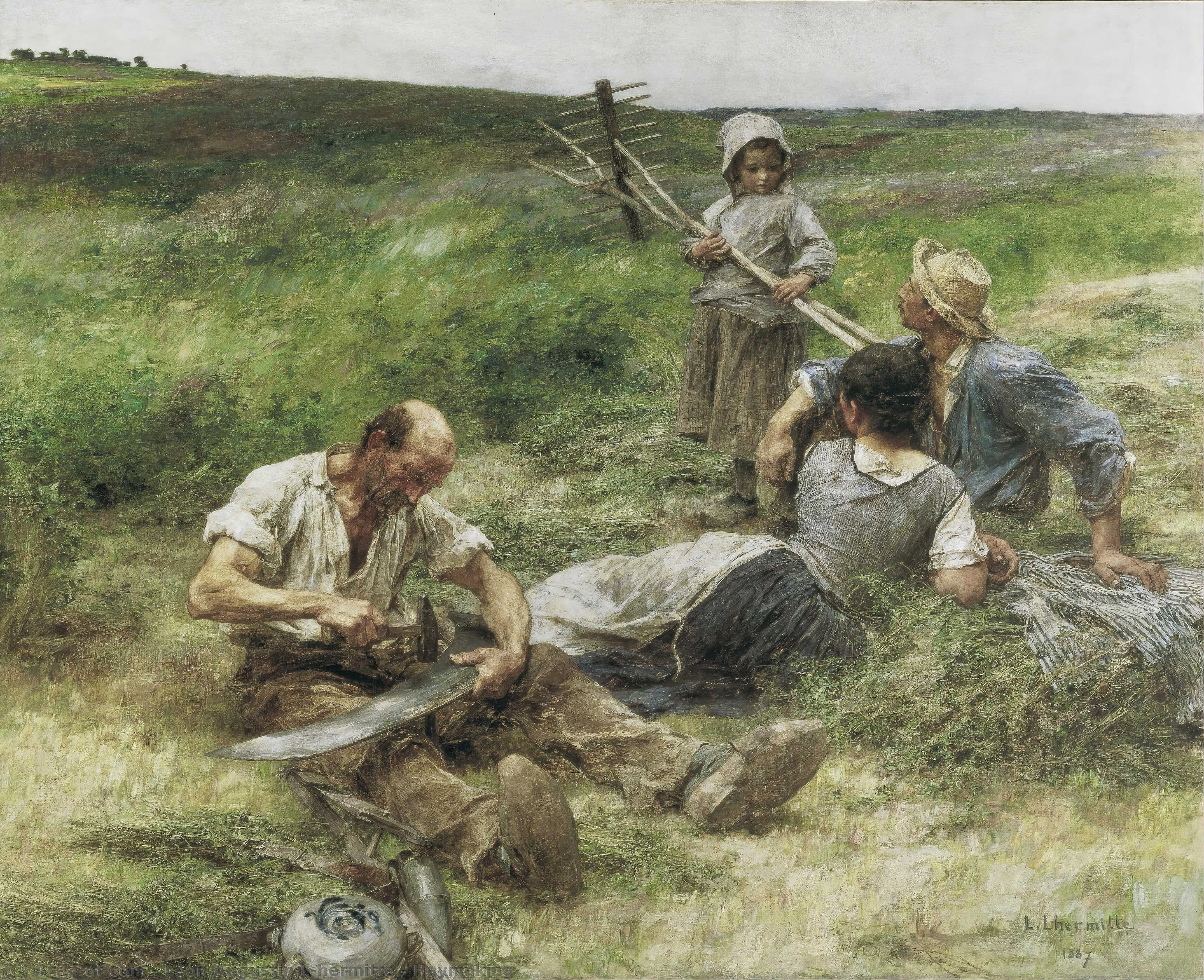 Wikioo.org - The Encyclopedia of Fine Arts - Painting, Artwork by Léon Augustin L'hermitte - Haymaking