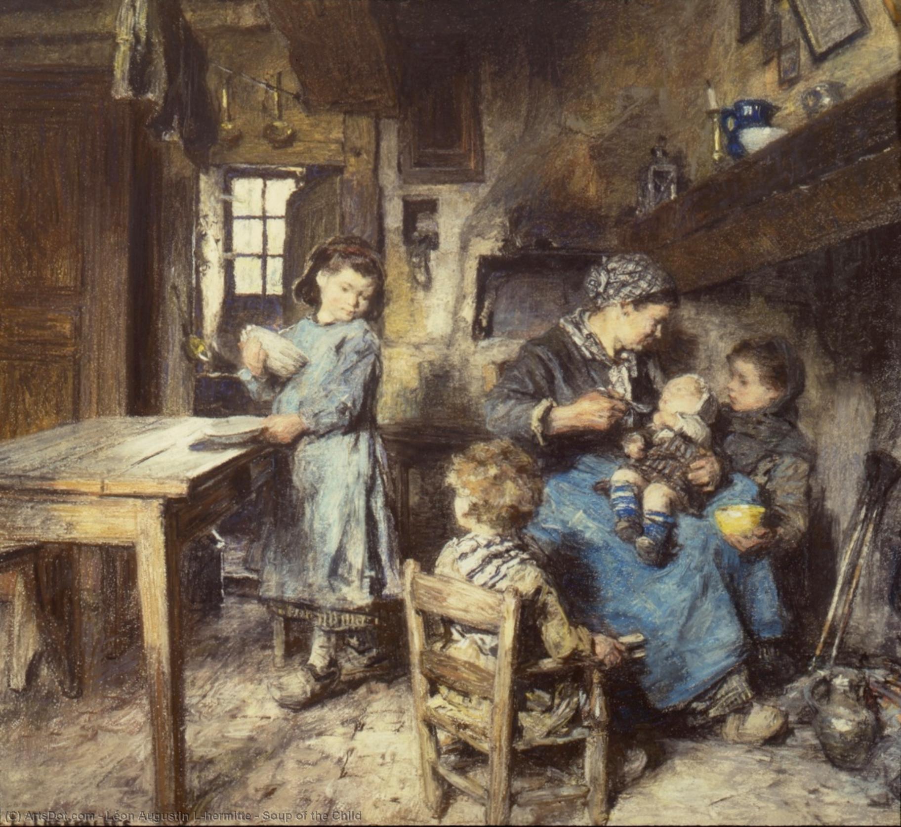 Wikioo.org - The Encyclopedia of Fine Arts - Painting, Artwork by Léon Augustin L'hermitte - Soup of the Child