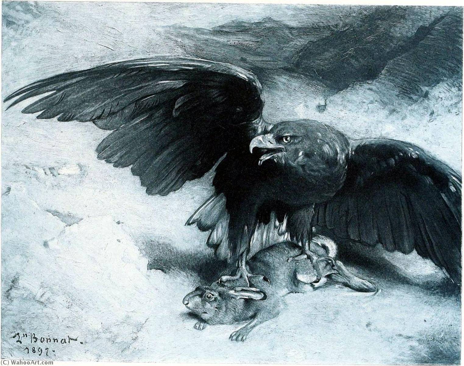 Wikioo.org - The Encyclopedia of Fine Arts - Painting, Artwork by Léon Joseph Florentin Bonnat - Eagle and Rabbit
