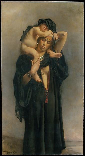 Wikioo.org - The Encyclopedia of Fine Arts - Painting, Artwork by Léon Joseph Florentin Bonnat - An Egyptian Peasant Woman and Her Child