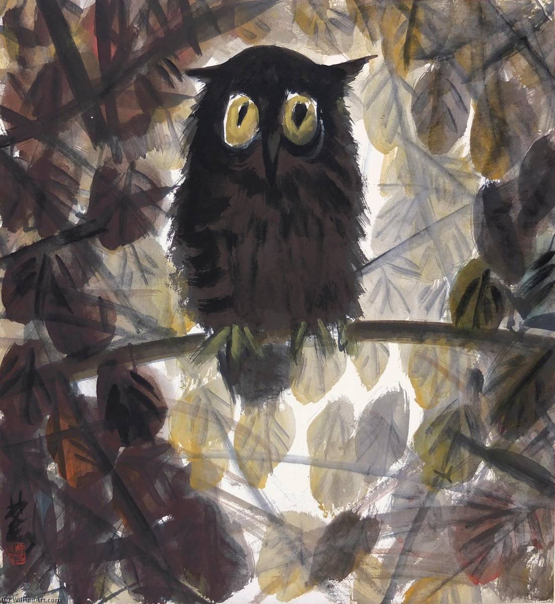 Wikioo.org - Encyklopedia Sztuk Pięknych - Malarstwo, Grafika Lin Fengmian - Owl