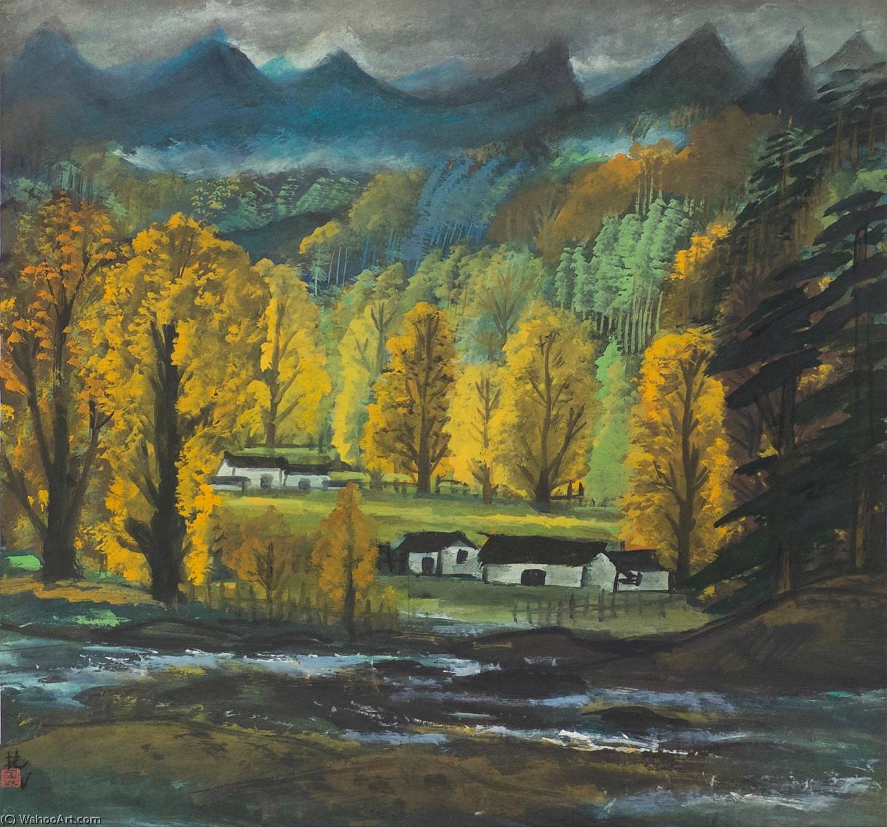 WikiOO.org - Encyclopedia of Fine Arts - Lukisan, Artwork Lin Fengmian - Autumn Forests