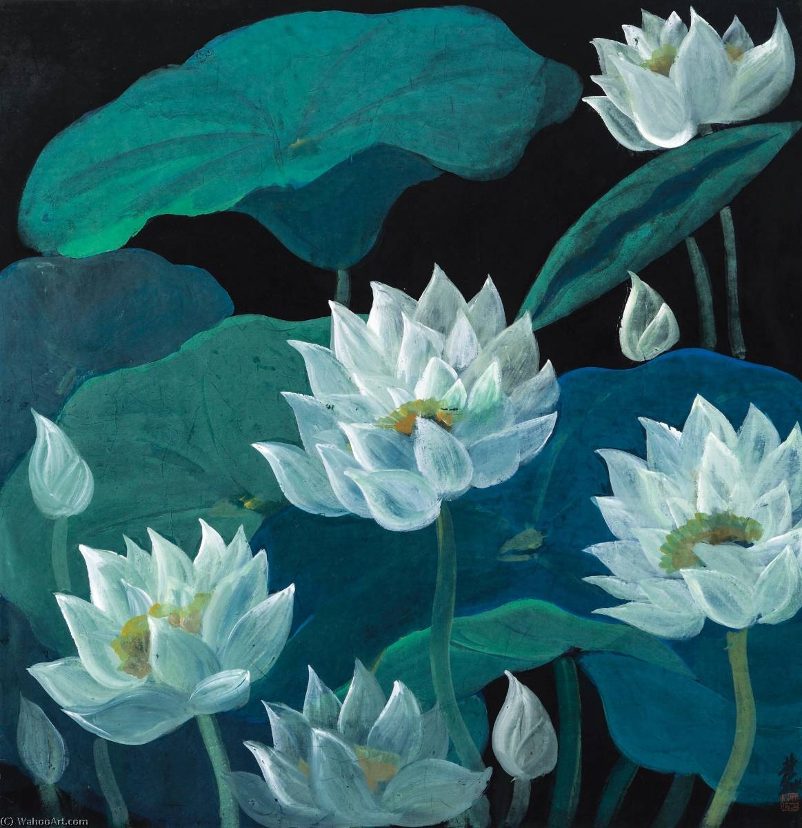 Wikioo.org - The Encyclopedia of Fine Arts - Painting, Artwork by Lin Fengmian - Lotus