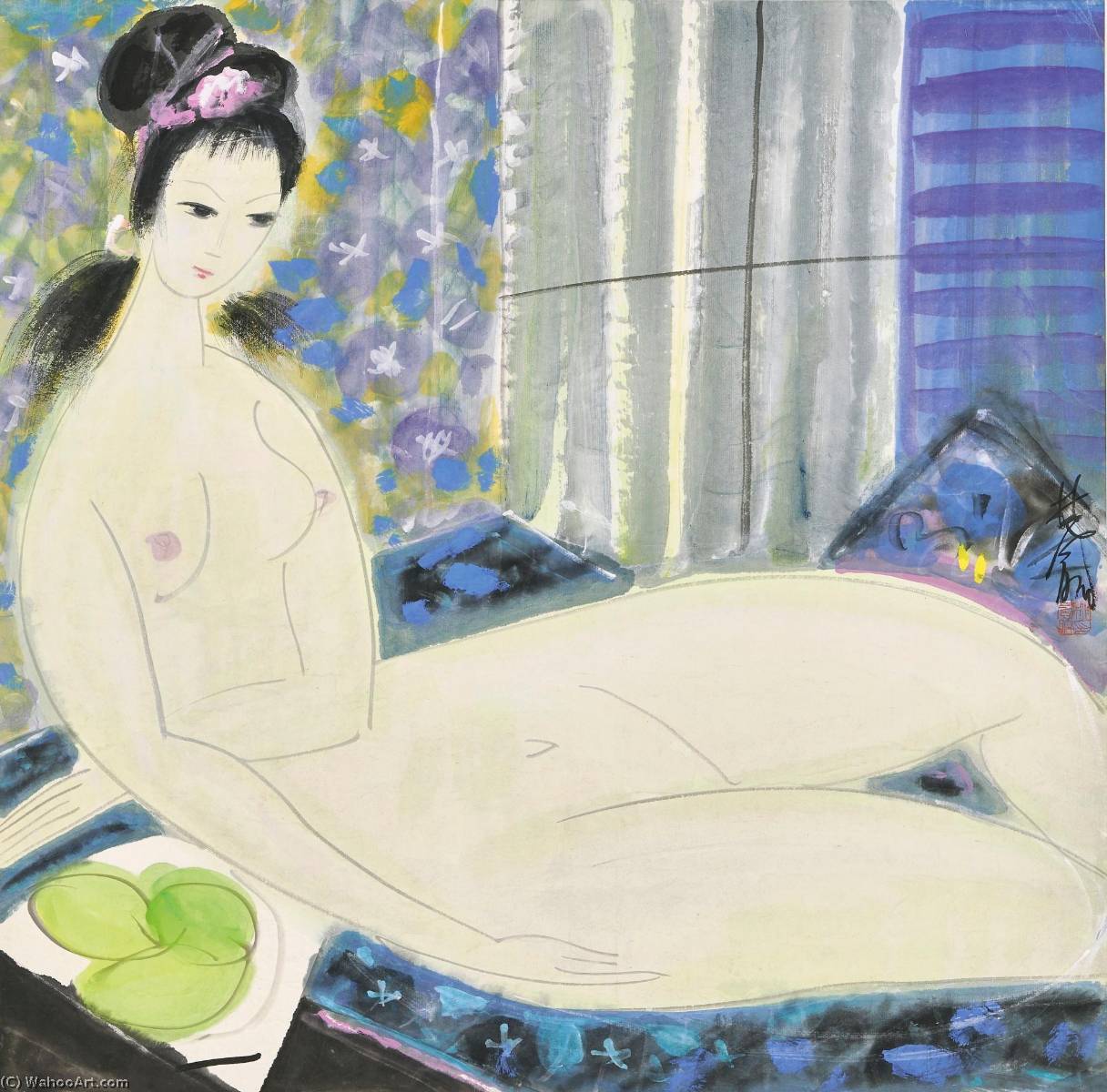 Wikioo.org - The Encyclopedia of Fine Arts - Painting, Artwork by Lin Fengmian - Nude Model by the Window