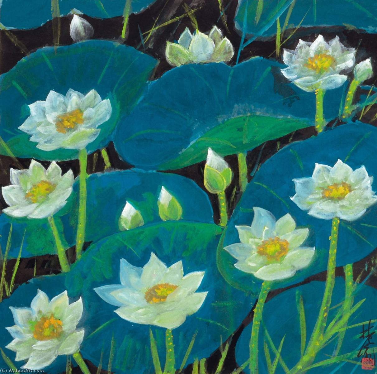 Wikioo.org - The Encyclopedia of Fine Arts - Painting, Artwork by Lin Fengmian - LOTUS POND