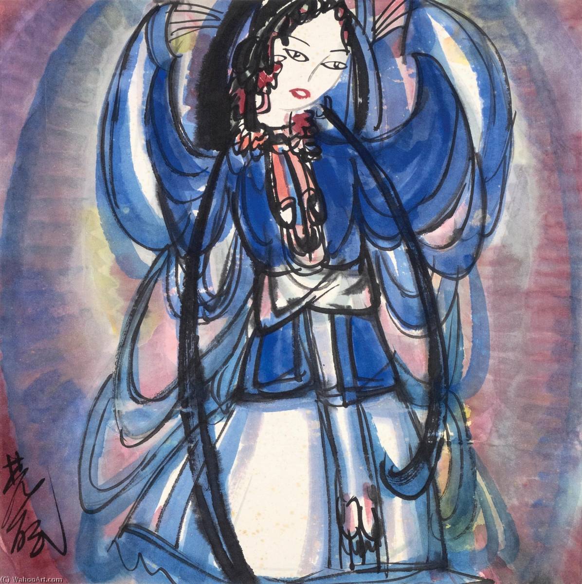 Wikioo.org - The Encyclopedia of Fine Arts - Painting, Artwork by Lin Fengmian - OPERA FIGURE