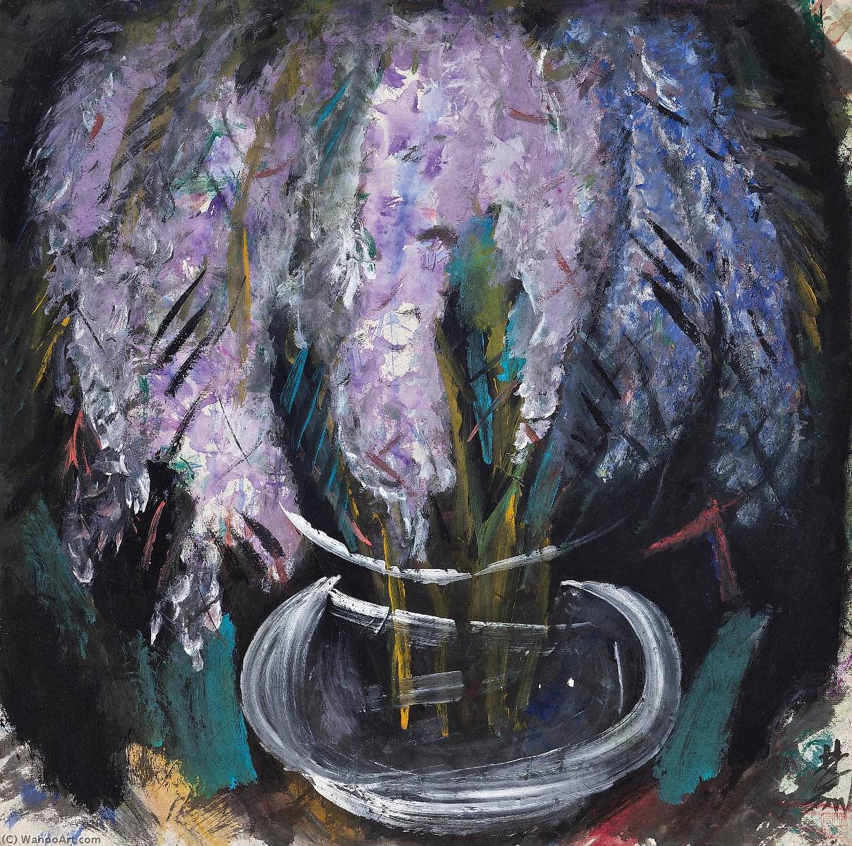 Wikioo.org - The Encyclopedia of Fine Arts - Painting, Artwork by Lin Fengmian - WISTERIA IN A VASE