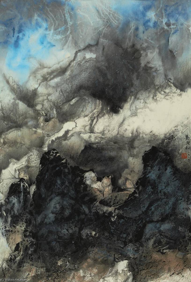 Wikoo.org - موسوعة الفنون الجميلة - اللوحة، العمل الفني Liu Guosong - Rising Clouds