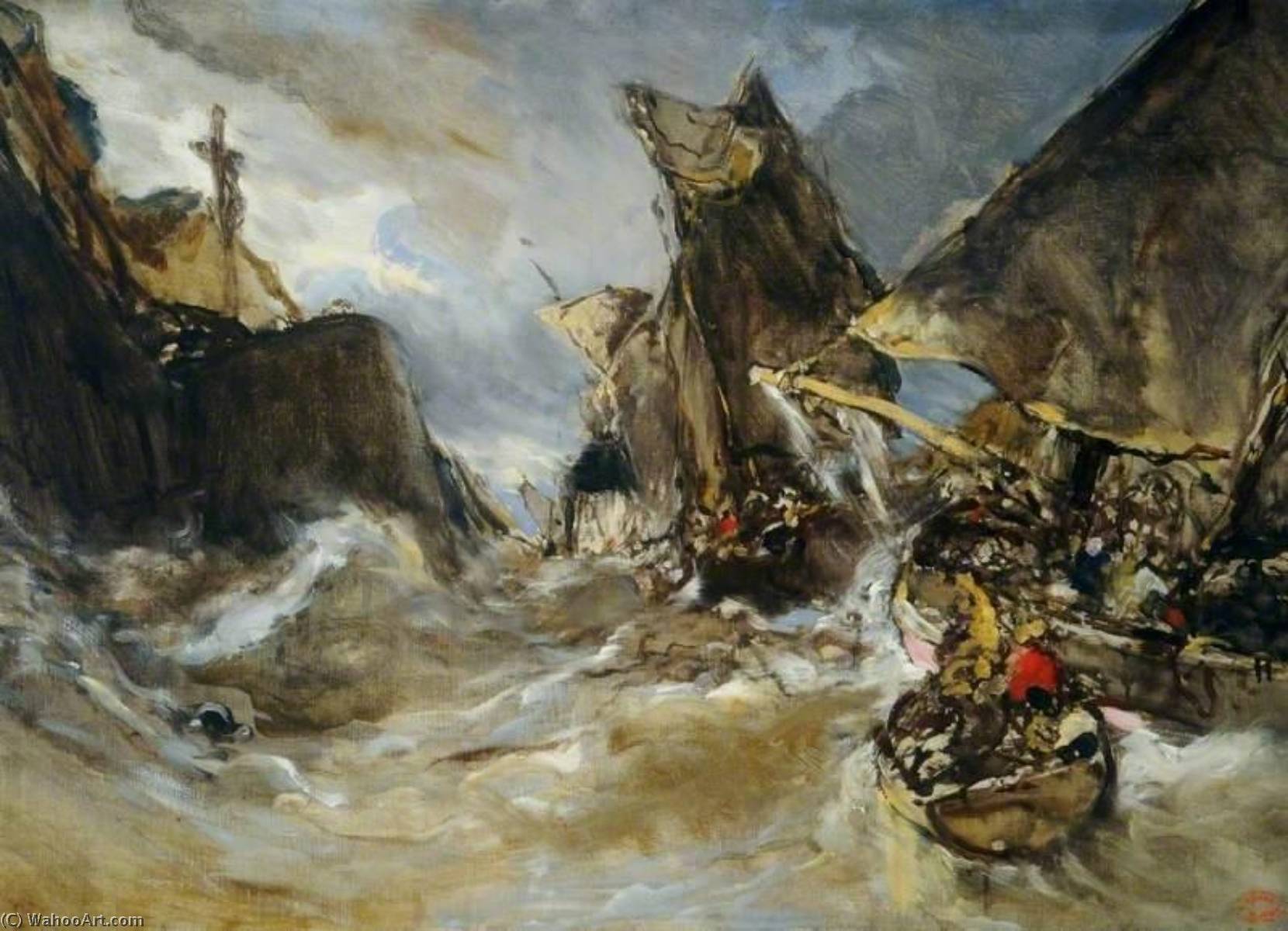 WikiOO.org - אנציקלופדיה לאמנויות יפות - ציור, יצירות אמנות Louis Gabriel Eugène Isabey - Entrance into a Port
