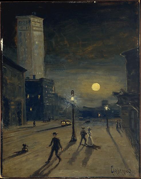 WikiOO.org - Encyclopedia of Fine Arts - Schilderen, Artwork Louis Michel Eilshemius - New York at Night