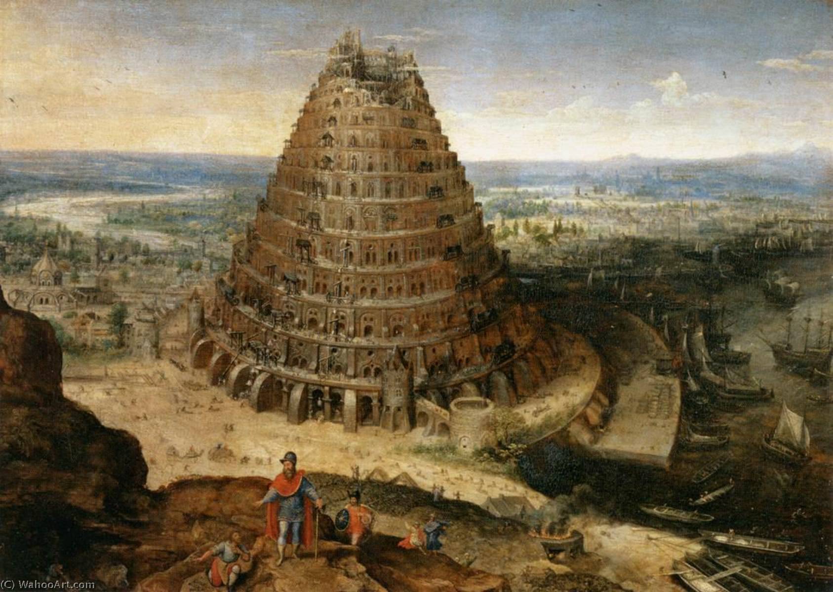 Wikoo.org - موسوعة الفنون الجميلة - اللوحة، العمل الفني Lucas Van Valckenborch I - The Tower of Babel