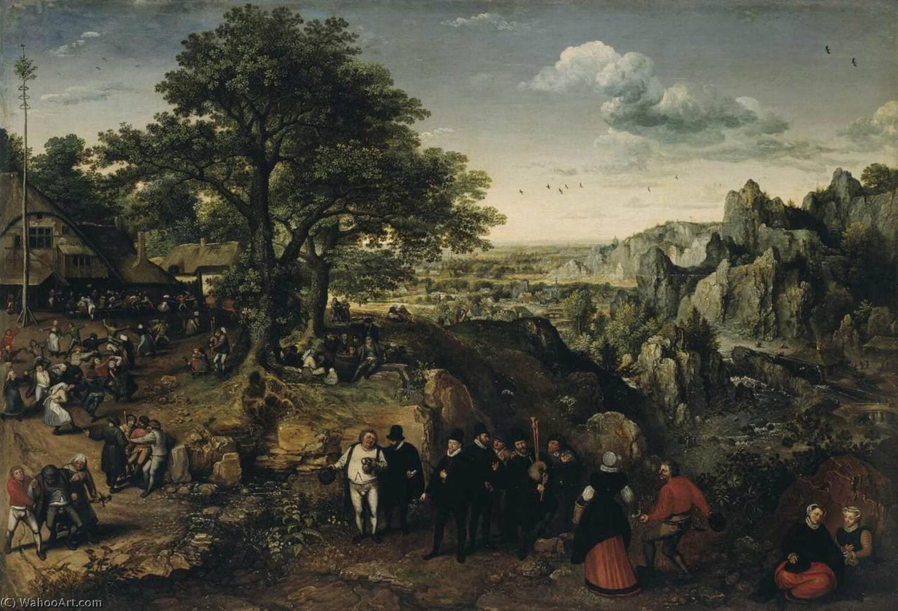Wikioo.org - The Encyclopedia of Fine Arts - Painting, Artwork by Lucas Van Valckenborch I - Landscape with a Rural Festival