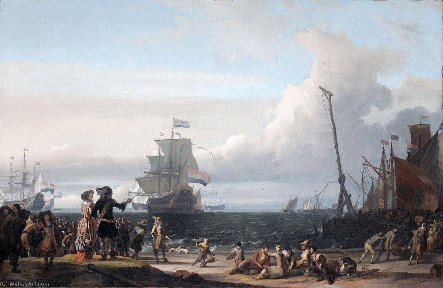 WikiOO.org - 백과 사전 - 회화, 삽화 Ludolf Backhuysen - Dutch ships in the Roadstead of Texel