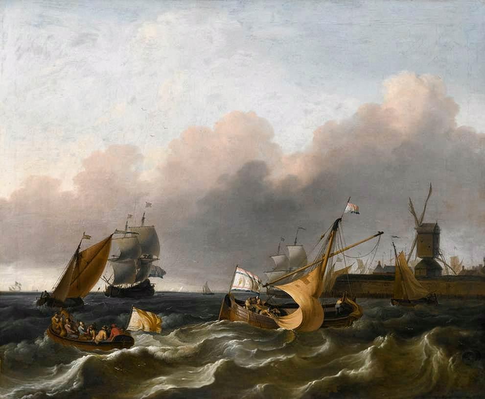 WikiOO.org – 美術百科全書 - 繪畫，作品 Ludolf Backhuysen - 荷兰 沿海  船舶