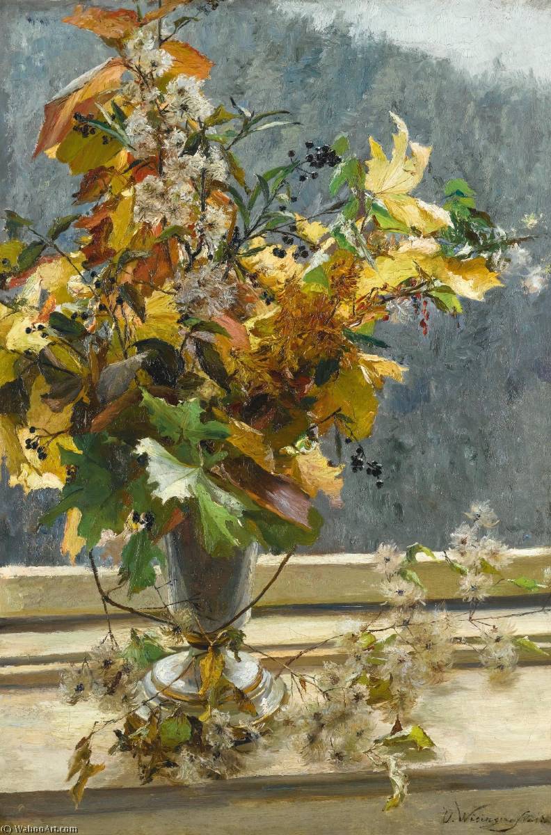WikiOO.org - دایره المعارف هنرهای زیبا - نقاشی، آثار هنری Olga Wisinger Florian - Herbstlaub (Autumn Leaves)