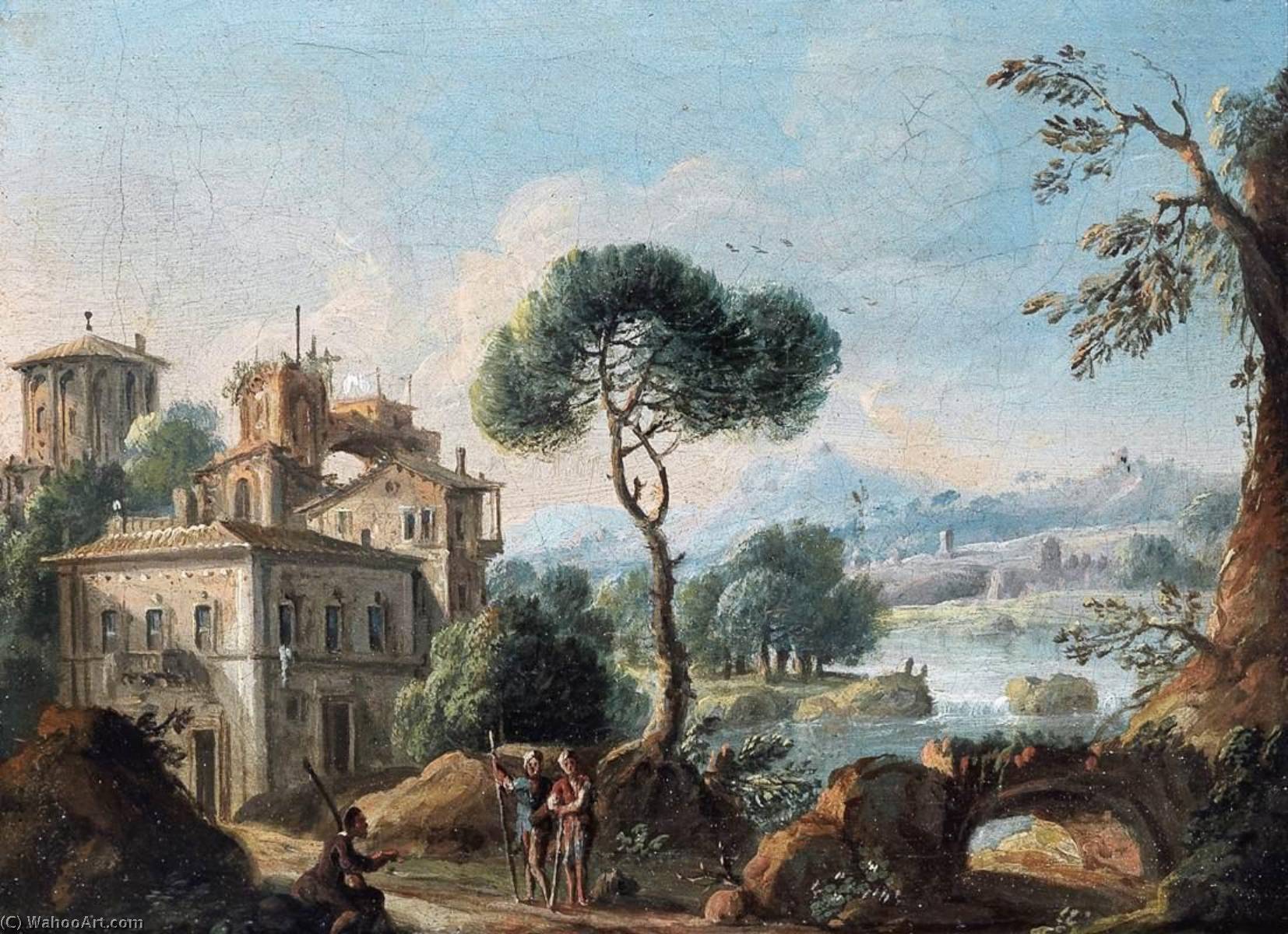 Wikioo.org – La Enciclopedia de las Bellas Artes - Pintura, Obras de arte de Paolo Anesi - vista de tivoli y el campaña romana