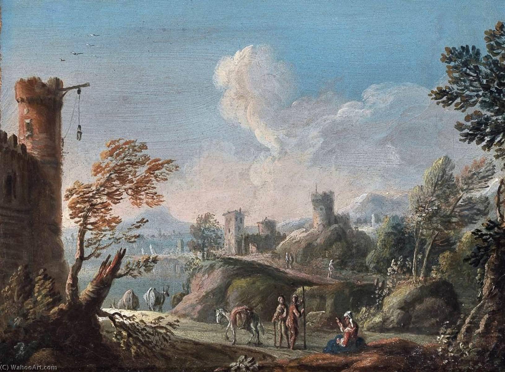 Wikioo.org - สารานุกรมวิจิตรศิลป์ - จิตรกรรม Paolo Anesi - View of the Roman Campagna