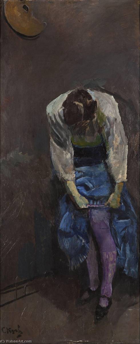 Wikioo.org - The Encyclopedia of Fine Arts - Painting, Artwork by Per Krohg - Girl who binds her garter