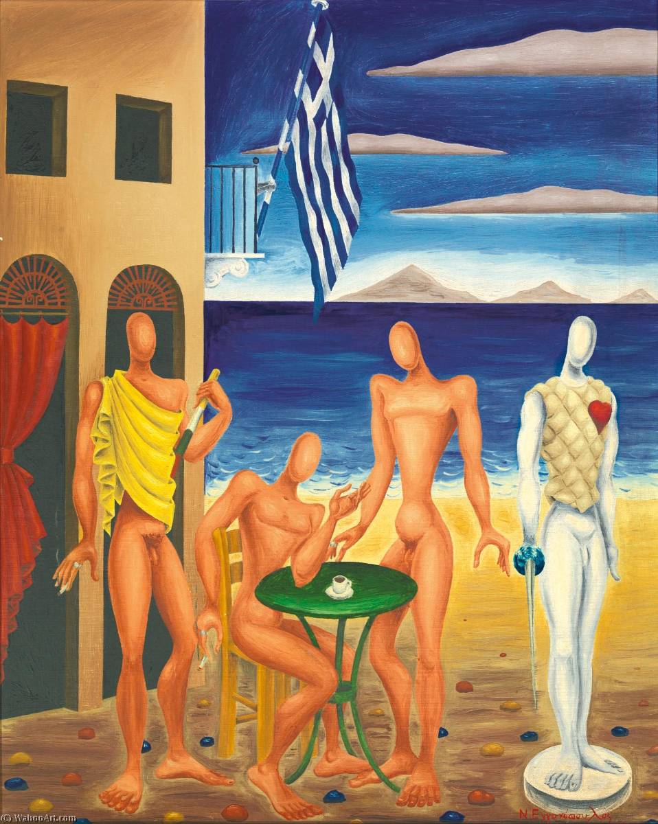 Wikioo.org - The Encyclopedia of Fine Arts - Painting, Artwork by Nikos Engonopoulos - Cafe, Les Pallicares