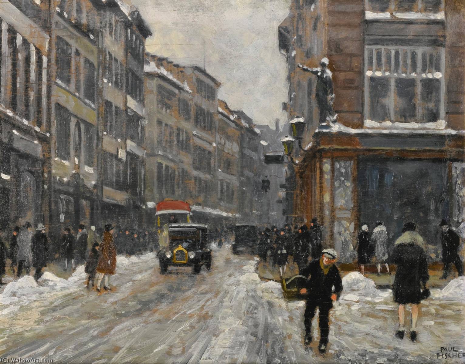 WikiOO.org - 백과 사전 - 회화, 삽화 Paul Gustave Fischer - A Winter's Day