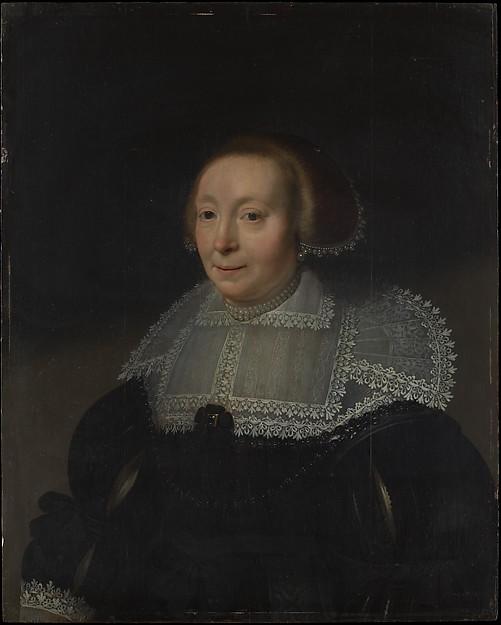 WikiOO.org – 美術百科全書 - 繪畫，作品 Michiel Jansz Van Mierevelt -  肖像 女性 与  一个  花边  领