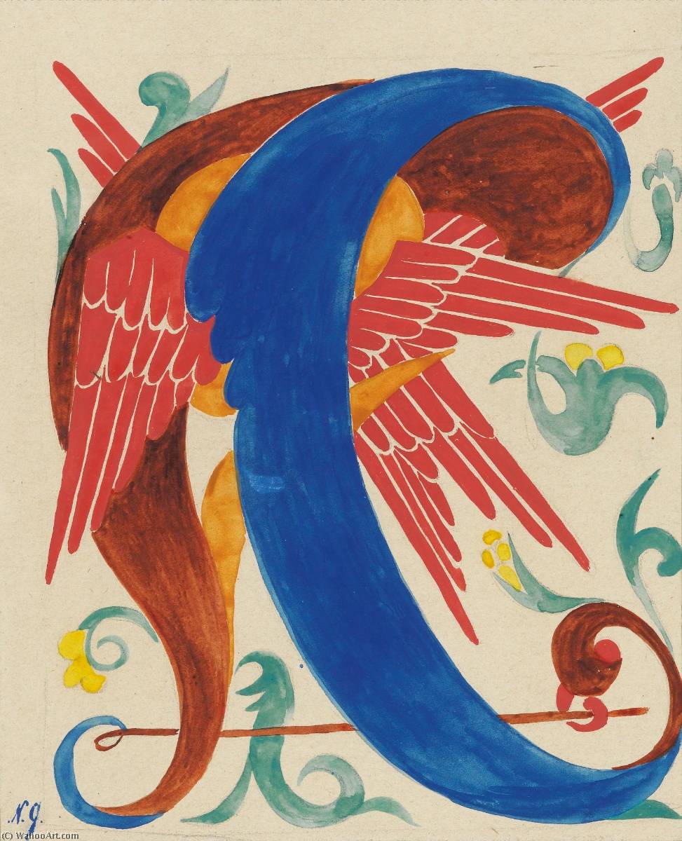 WikiOO.org - Enciclopedia of Fine Arts - Pictura, lucrări de artă Natalia Sergeevna Goncharova - L'Oiseau de Feu, La Lettre A
