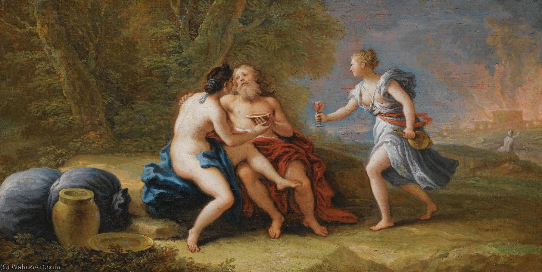 Wikioo.org - The Encyclopedia of Fine Arts - Painting, Artwork by Paolo De Matteis - Lot and his daughters