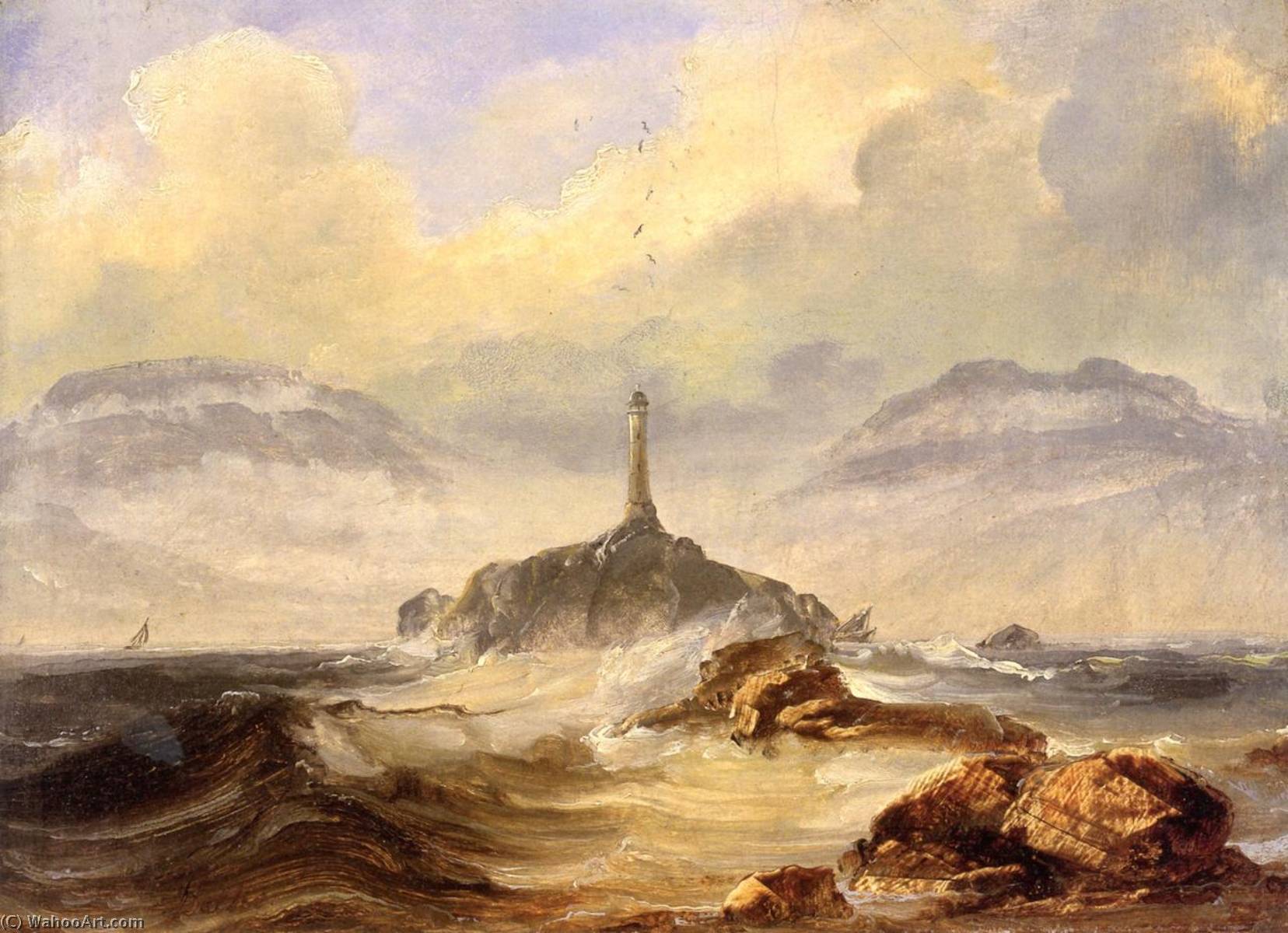 Wikioo.org - The Encyclopedia of Fine Arts - Painting, Artwork by Peder Balke - Lighthouse on the Coast