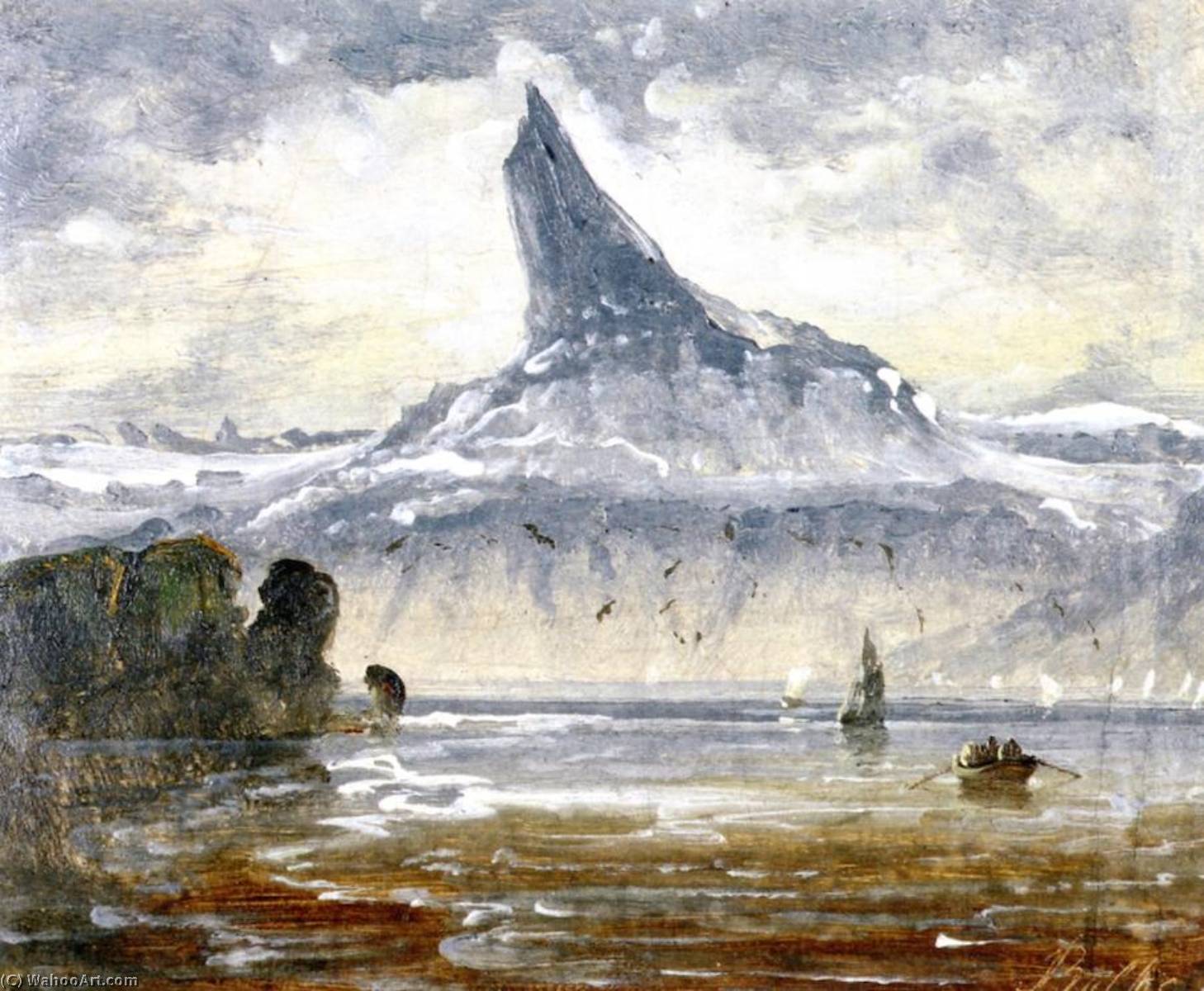 Wikioo.org – L'Enciclopedia delle Belle Arti - Pittura, Opere di Peder Balke - Un vista in lontananza del monte Stetind