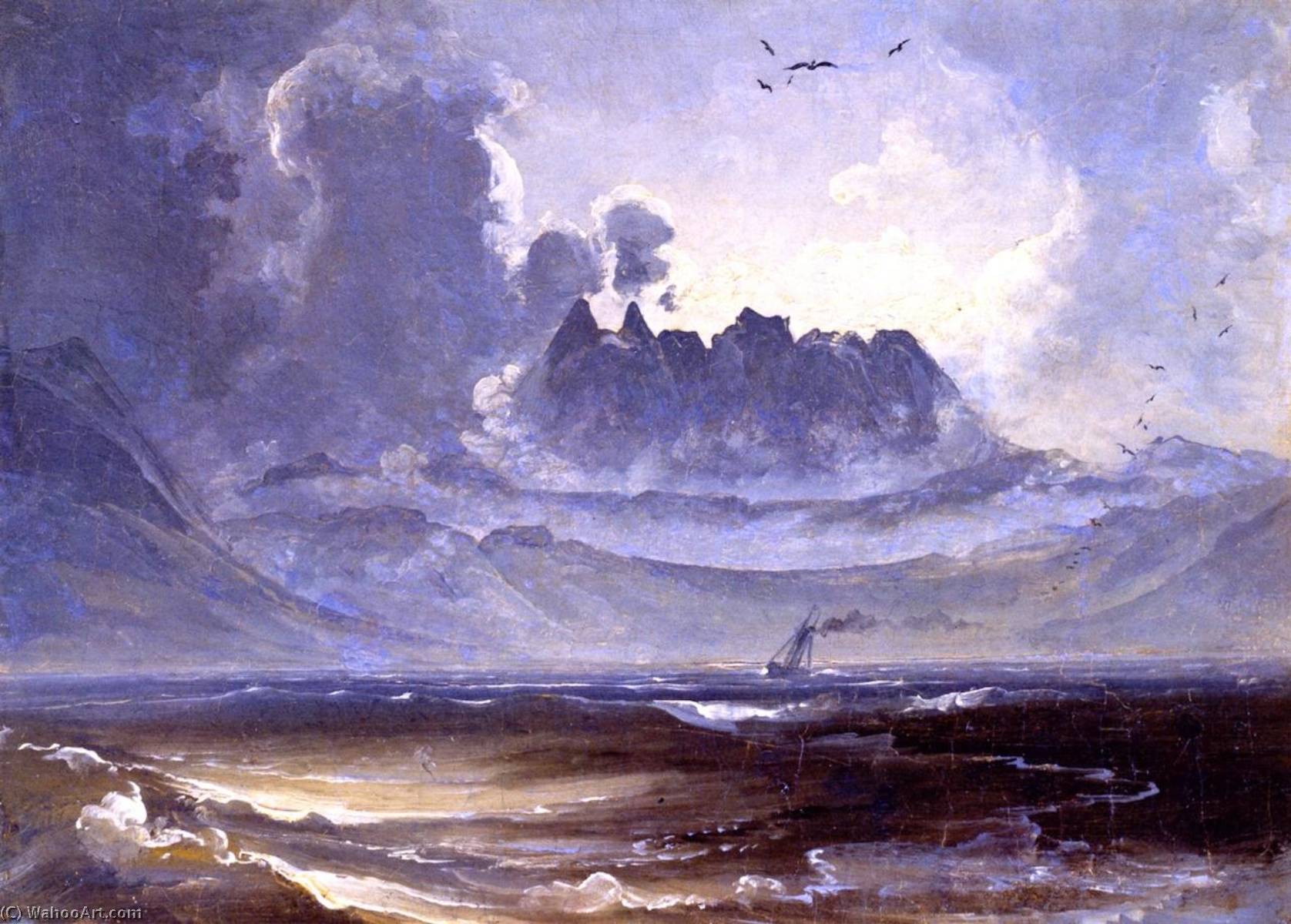 WikiOO.org - אנציקלופדיה לאמנויות יפות - ציור, יצירות אמנות Peder Balke - The Mountain Range 'Trolltindene'