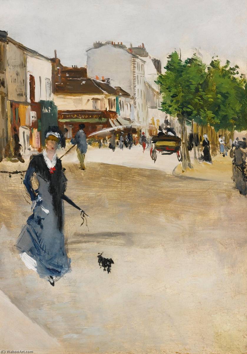 WikiOO.org - Encyclopedia of Fine Arts - Maalaus, taideteos Norbert Goeneutte - Boulevard de Clichy, l'ÉlÉgante au caniche
