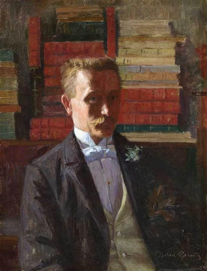Wikioo.org - The Encyclopedia of Fine Arts - Painting, Artwork by Norbert Goeneutte - Self Portrait in the Artist's Library